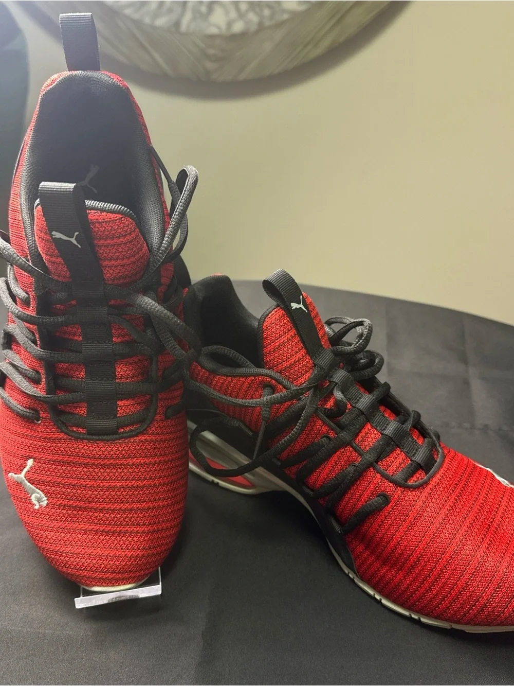 Puma Men’s Red and Black Knit Training Sneakers